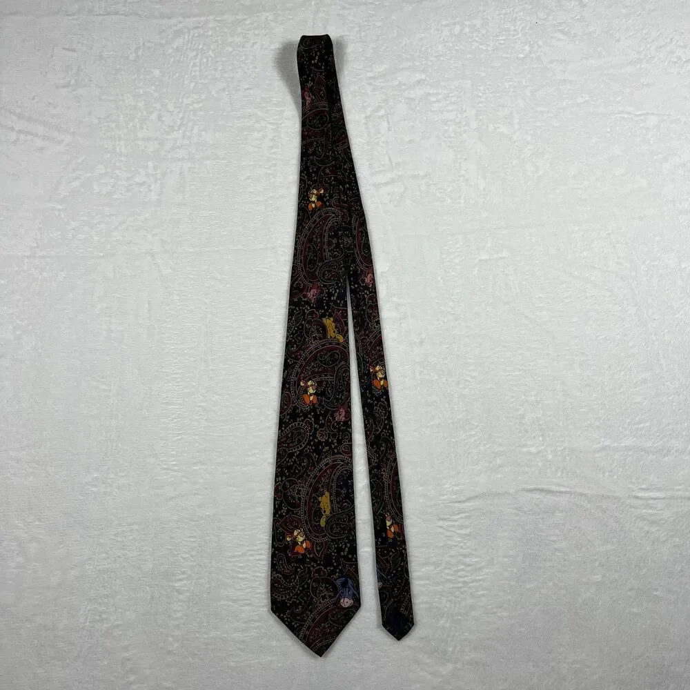 Disney Winnie the Pooh Mens Necktie Vintage Navy Paisley Tigger Eeyore Tie